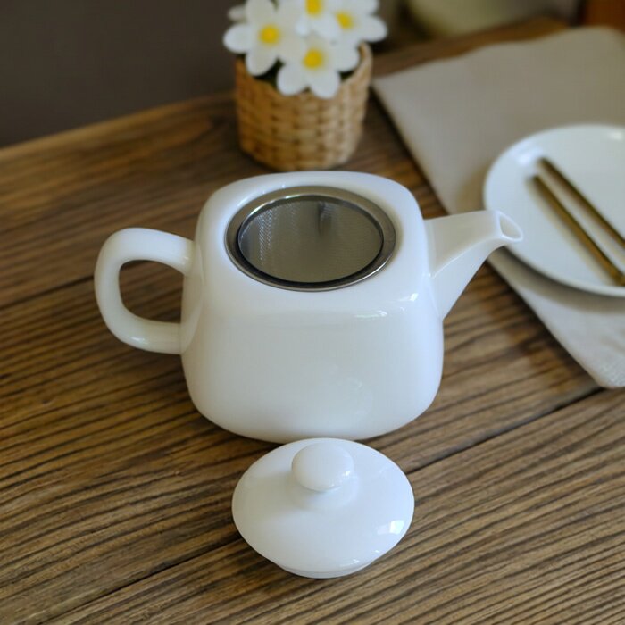 家用陶瓷茶壶大号白瓷带滤网功夫茶具泡茶壶400ml单壶过滤壶定制