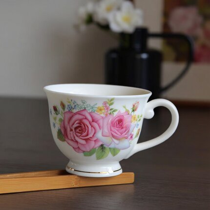 有耳品茗杯陶瓷茶杯大号花茶普洱杯带把咖啡杯单杯主人杯定制LOGO