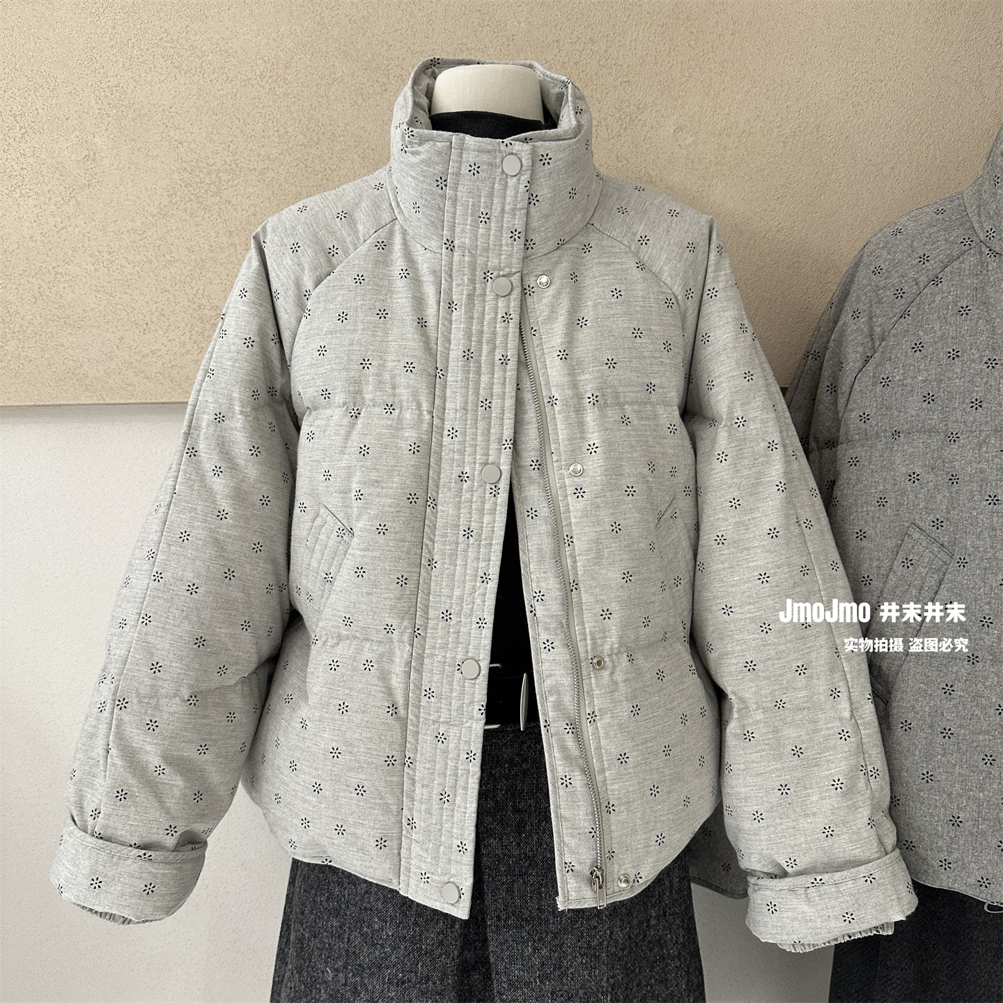 冬季保暖日系复古小碎花羽绒服女