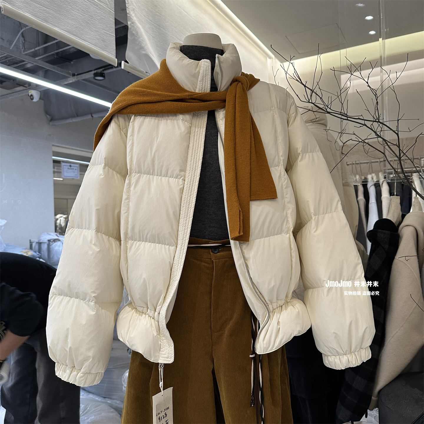 正反两穿下摆抽绳90白鸭绒羽绒服