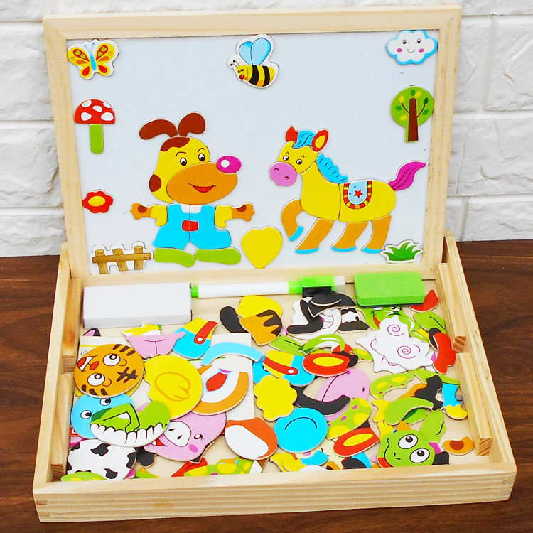 磁性儿童木质双面拼图画板十二生肖拼拼乐学习早教具宝宝益智玩具,玩具/童车/益智/积木/模型,拼图/拼板,淘宝优惠券,粉丝福利购,淘宝优惠卷