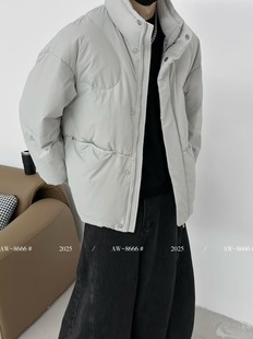 美式复古休闲羽绒服男装秋冬季痞帅百搭立领外套上衣潮牌宽松韩系