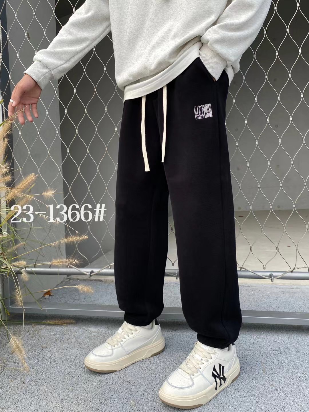 冬季新品加绒加厚针织颗粒绒男式休闲卫裤长裤