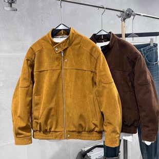 冬季新款兔毛男装痞帅百搭立领外套上衣潮牌宽松韩系短款夹克男痞