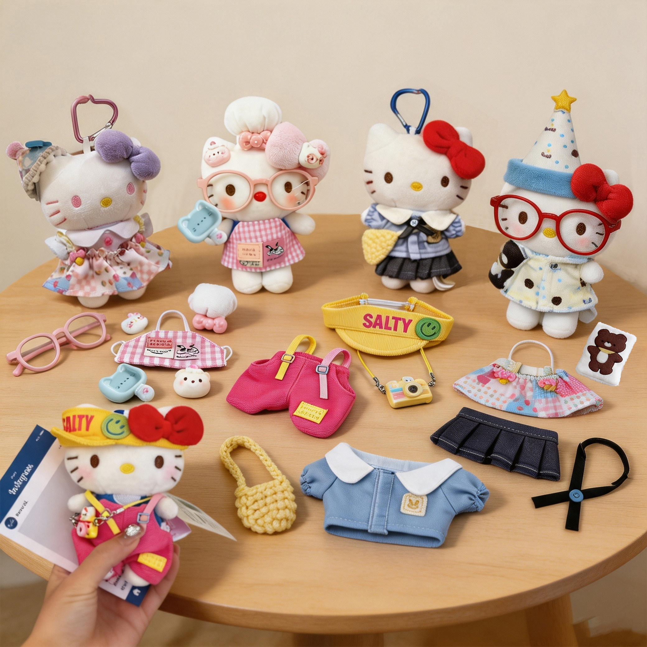 娃衣hellokitty卡通眼镜围裙KT挂件公仔书包玩偶毛绒挂饰钥匙扣裙图片