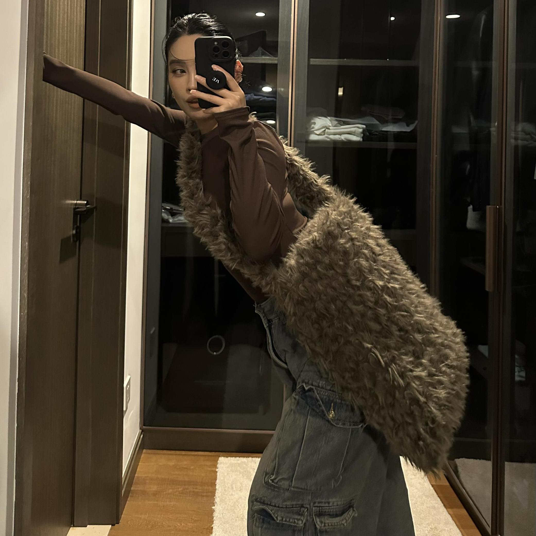 AIYALIU秋冬款卷卷毛大尺寸单肩斜挎流浪包