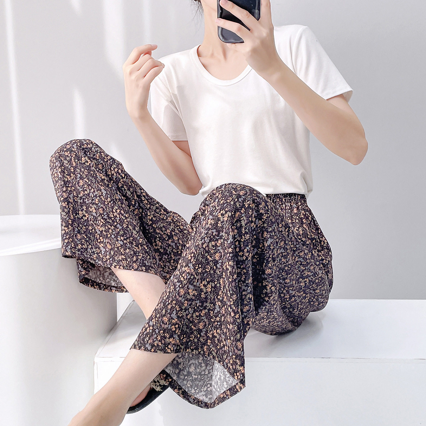 小个子棉绸睡裤东风尼呢外穿棉球夏天凉快粘稠女裤东方绸裤子九分