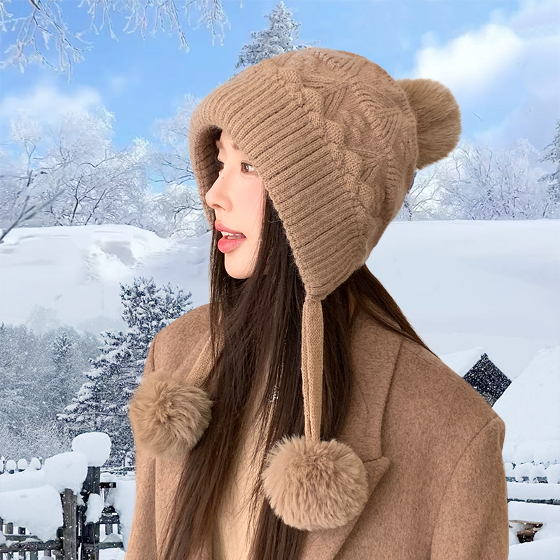 东北哈尔滨防寒新疆北海道旅游拍照长白山穿搭雪地氛围感护耳帽子