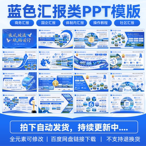 【100页】蓝色高端职场汇报国企单位图文排版工作汇报PPT模板静态