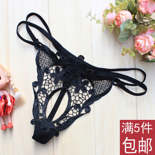 性感蕾丝纯棉低腰镂空丁字裤
