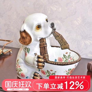 招財狗狗鑰匙收納玄關擺件家居飾品入戶門口美式 飾喬遷禮物 客廳裝