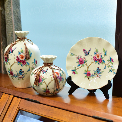 花瓶三件套摆件欧式美式客厅玄关电视柜酒柜装饰品摆盘博古架摆设