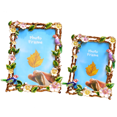 美式珐琅彩相框欧式轻奢创意摆台6寸7寸相框家居装饰摆件结婚礼物