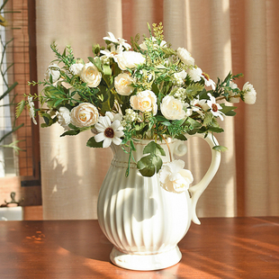 复古 饰美式 法式 浪漫陶瓷花瓶摆件客厅插花北欧简约白色餐桌干花装