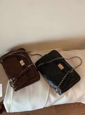 南风Chio2nd 哥本剧场链条包包女油蜡皮邮差包复古菱格单肩斜挎包