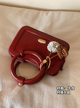南风Chio2nd 巴黎暮色牛皮真皮手提包女士2026新款红色包包斜挎包