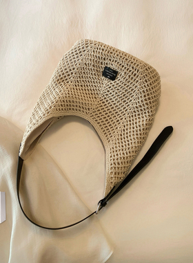 南风Chio2nd 牛皮+蜜蜡绳高级手工草编包包女春夏单肩斜挎编织包