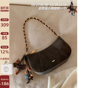 南风Chio2nd 秋心乐园饺子包包女士黑色链条单肩腋下包通勤斜挎包