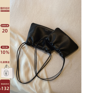 南風Chio2nd 簡約小眾真皮褶皺單肩包 夜幕港口托特包包女2025新款