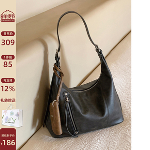 南风Chio2nd 冬日序章托特包包女大容量黑色hobo包松弛单肩斜挎包