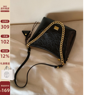 南风Chio2nd 日常通勤百搭单肩斜挎包 黑金链条托特包包女2025新款