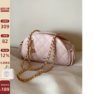 岁月鎏金枕头包包女粉色菱格链条包高级感单肩包 南风Chio2nd