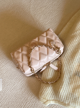 南风Chio2nd 优雅序章枕头包粉色精致菱格包包女款手提单肩斜挎包