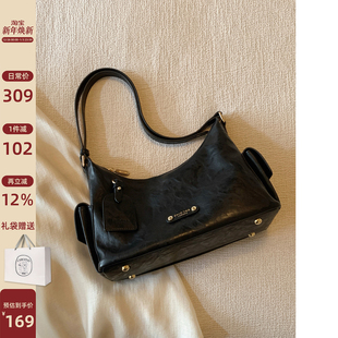 南风Chio2nd 秋日扉页托特包复古潮酷黑色包包女质感单肩斜挎包