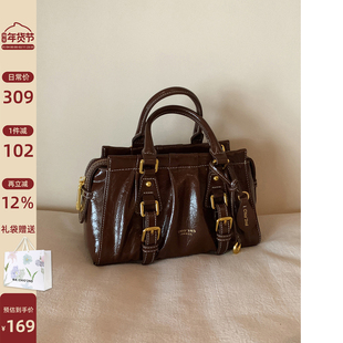 南风Chio2nd 胡桃舞会手提包包女复古油蜡小方包通勤单肩包斜挎包