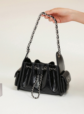 南风Chio2nd 店主改良版25bag菱格链条抽绳包包女时髦单肩斜挎包