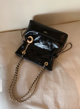 南风Chio2nd 摩登晚宴托特包精致斜挎小包包女黑色时髦通勤链条包