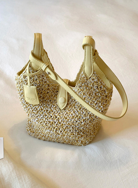 南风Chio2nd 云栖听风托特包包女秋冬鹅黄色编织包手提单肩斜挎包