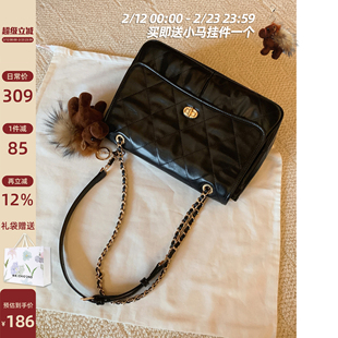 南风Chio2nd 冬影香榭链条包包女款黑色通勤百搭菱格单肩斜挎大包