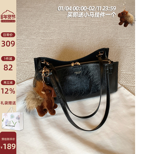 南风Chio2nd 暖手可可托特包包女款黑色质感通勤单肩包手提斜挎包