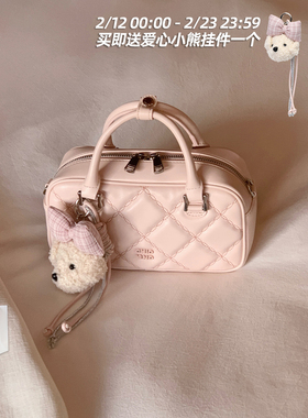 南风Chio2nd 软fufu樱花粉菱格手提包2026新款春时尚斜挎小包包女