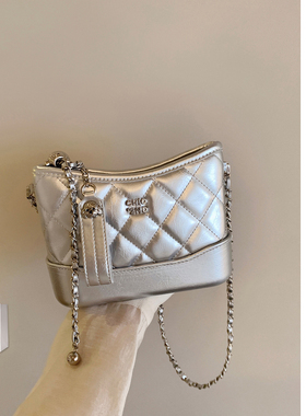 南风Chio2nd 星野迷航流浪包女超闪银色菱格腋下包链条单肩斜挎包