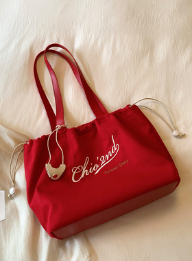 南风Chio2nd 元气日记托特包包女大容量红色帆布包通勤手提单肩包