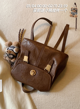 南风Chio2nd  薄暮流金双肩包包女士2026新款复古棕手提包小背包