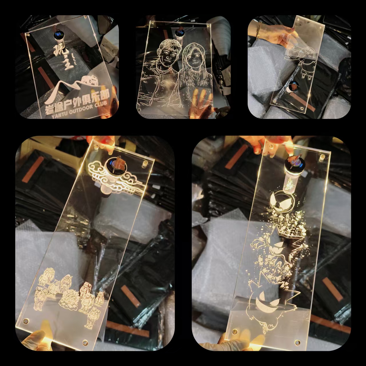 定制 户外露营igt发光单元板GZ灯架透明亚克力38灯架户外桌便携