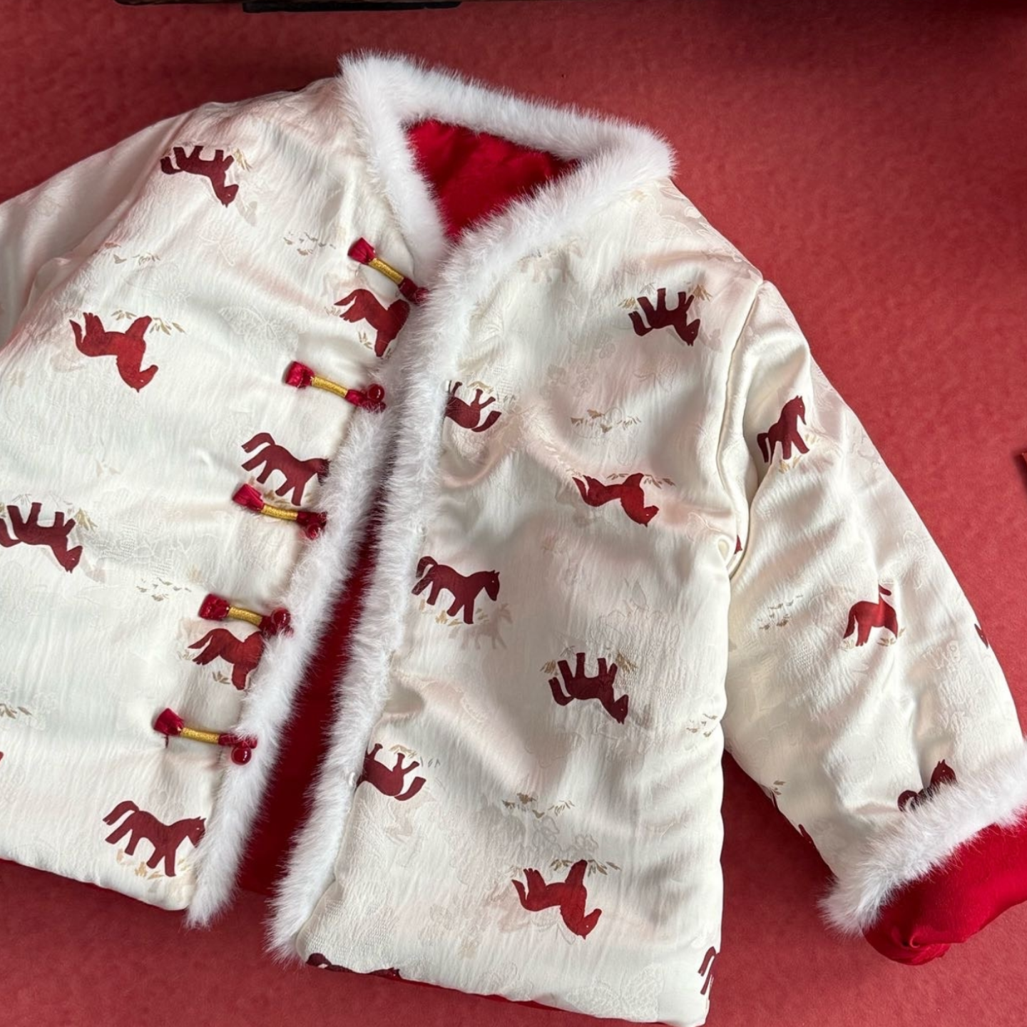 女童新中式双面穿棉衣冬季小女孩小马提花红色国风外套,童装/婴儿装/亲子装,棉袄/棉服,淘宝优惠券,粉丝福利购,淘宝优惠卷