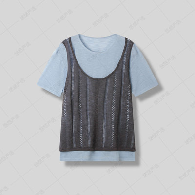 【悠悠粉丝专享】夏季假两件显瘦设计感休闲上衣 DD04S-26006