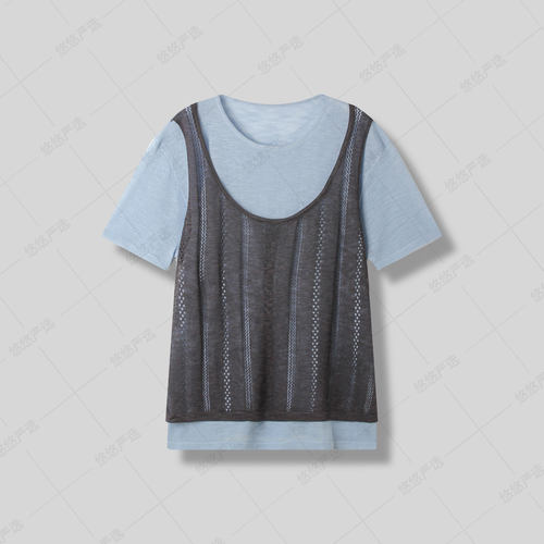 【悠悠粉丝专享】夏季假两件显瘦设计感休闲上衣 DD04S-26006