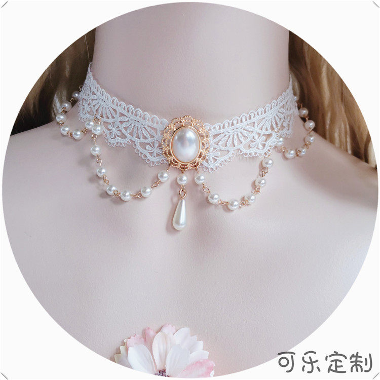 包邮Lolita原创百搭蕾丝项链欧式复古宫廷多层珍珠锁骨链颈链脖饰
