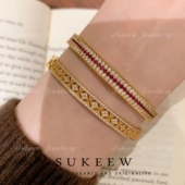 当红不让·点钻红宝排钻三排造型闪动时尚 SUKEEW 酥可 蔷薇手镯女