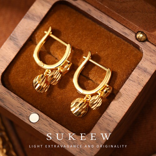 SUKEEW/酥可【摇光生姿】时尚波纹小圆盘耳环238102
