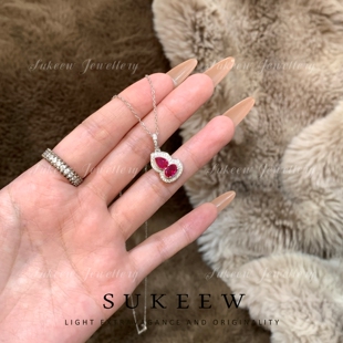 SUKEEW 纸醉金迷s925银培育红宝石轻奢小葫芦吊坠项链送女友 酥可