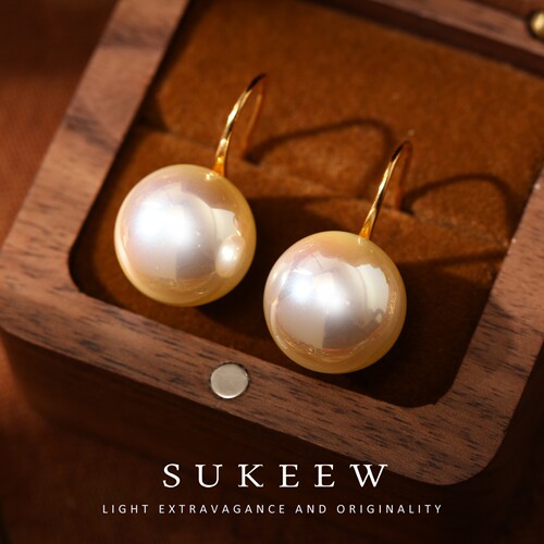 SUKEEW/酥可 优雅正圆珠珠温柔耳环234129
