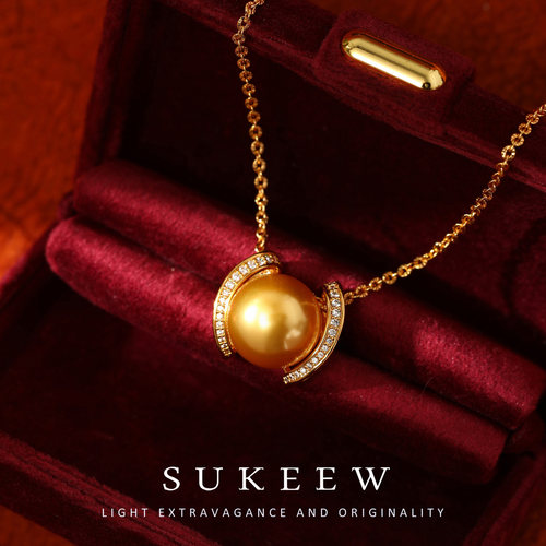 SUKEEW/酥可【小黄珠】优雅浓茶金气质珠珠项链206102