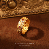 「花间鎏光」气质镂空玫瑰花窗戒指轻奢优雅个性 SUKEEW 酥可 指环