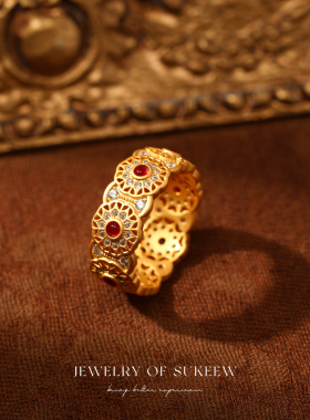 气质镂空玫瑰花窗个性戒指